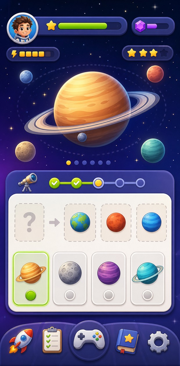 Educational mobile game interface concept by ZyreThonix